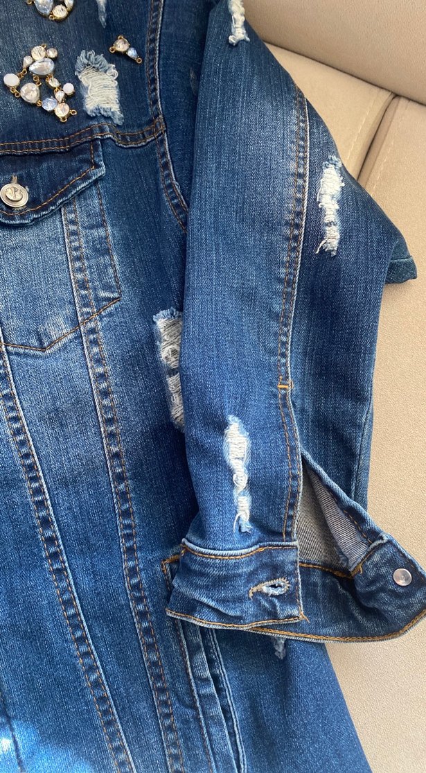 Kadın Mavi Denim Ceket - Görsel 5