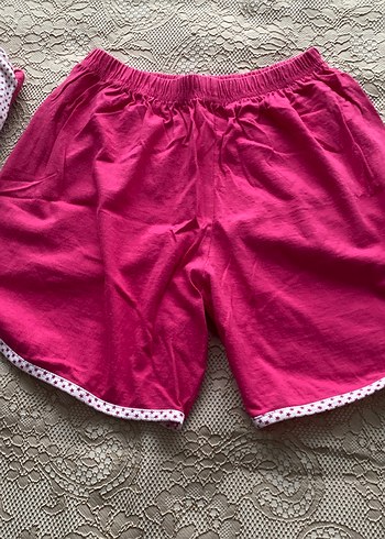 Kadın Pembe Kolsuz Mini Pijama Takımı - Görsel 2