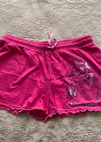 Pembe Baskılı Kısa Kadın Pijama Takımı - Görsel 4