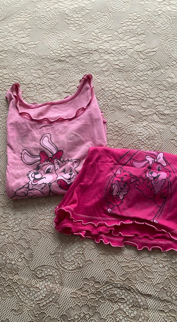 Pembe Baskılı Kısa Kadın Pijama Takımı - Görsel 2