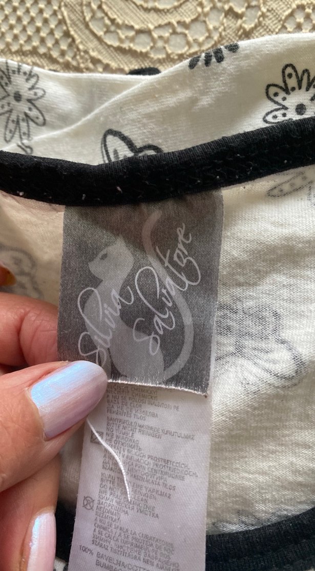 Siyah beyaz pijama takımı - Görsel 5