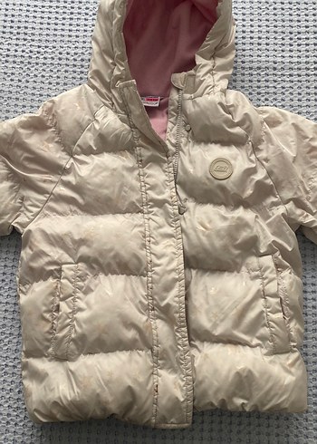 Kız Çocuk Beyaz Kapüşonlu Şişme Mont - Görsel 2