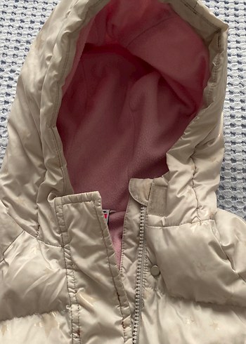 Kız Çocuk Beyaz Kapüşonlu Şişme Mont - Görsel 5