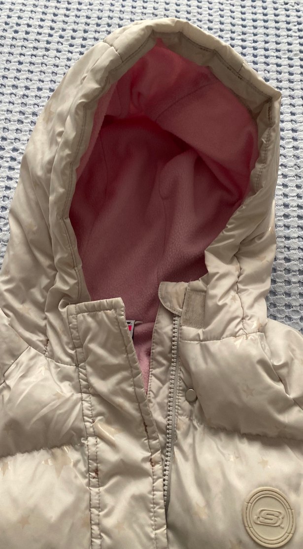 Kız Çocuk Beyaz Kapüşonlu Şişme Mont - Görsel 5