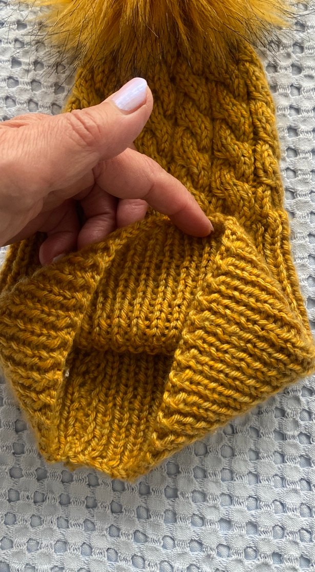 Kız Çocuk Örgü Hardal Bere Ponponlu - Görsel 5