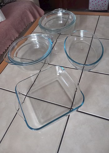 Mavi Cam Fırın Kapları Seti