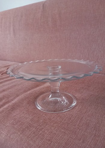 Vintage Pastel Cam Ayaklı Pasta Tabağı