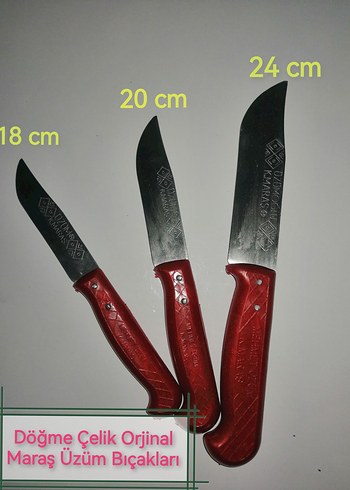 Orijinal Kahramanmaraş Üzüm Bıçağı Seti - 3'lü Dövme Çelik - Görsel 4