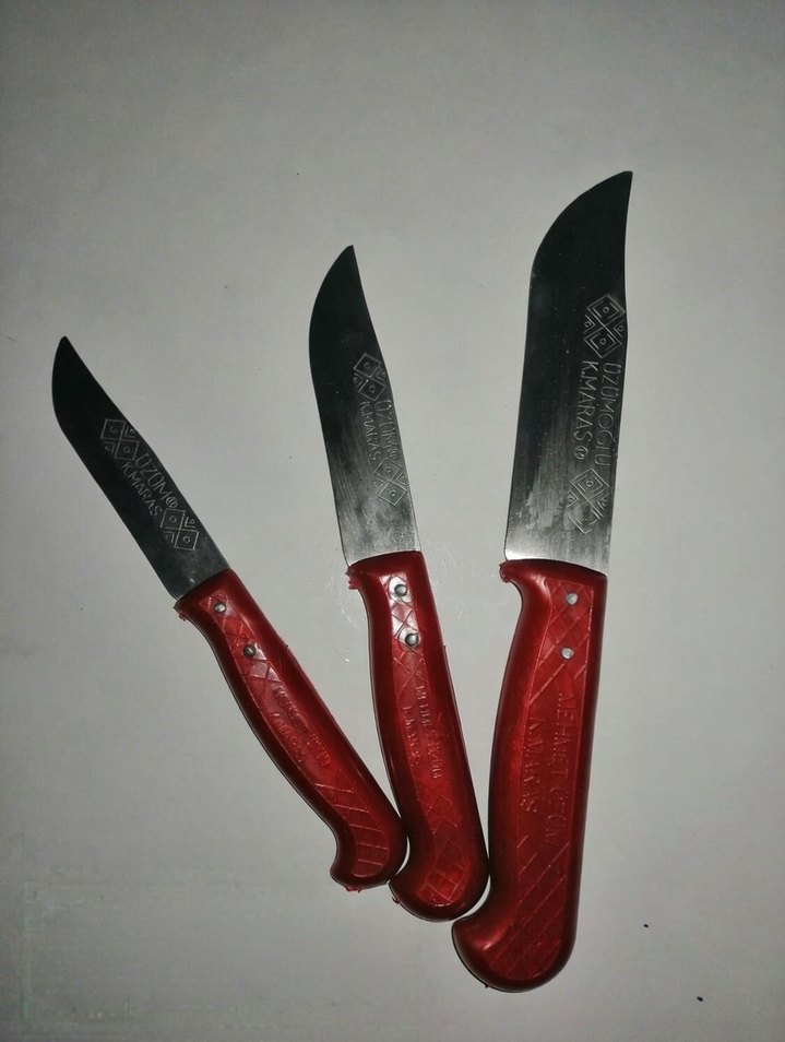 Orijinal Kahramanmaraş Üzüm Bıçağı Seti - 3'lü Dövme Çelik - Görsel 2