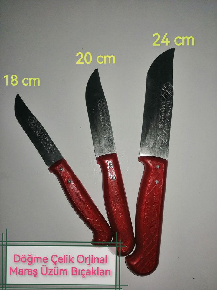 Orijinal Kahramanmaraş Üzüm Bıçağı Seti - 3'lü Dövme Çelik - Görsel 4