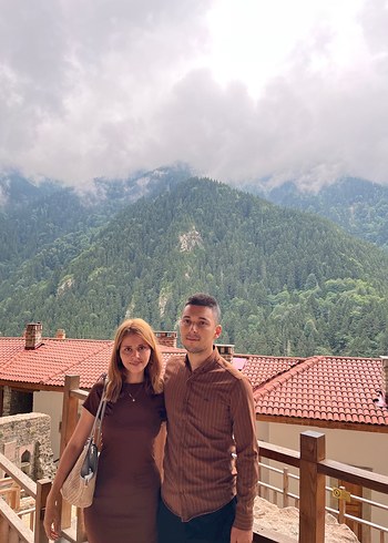 Kahverengi uzun Yüksek Yaka Kadın Elbise