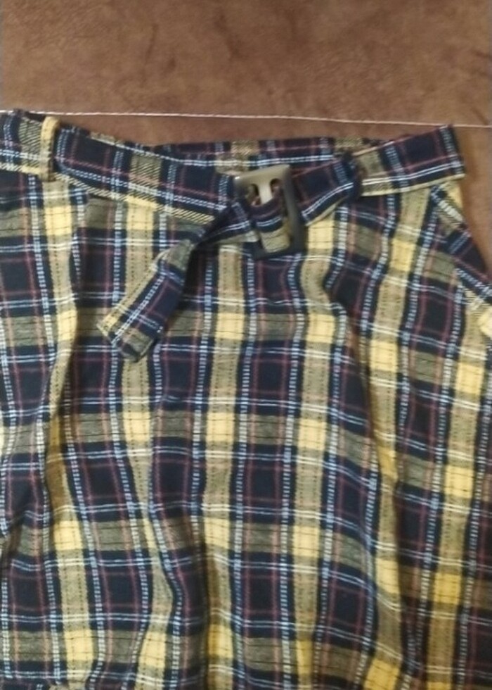 sari ekoseli etek - Görsel 2