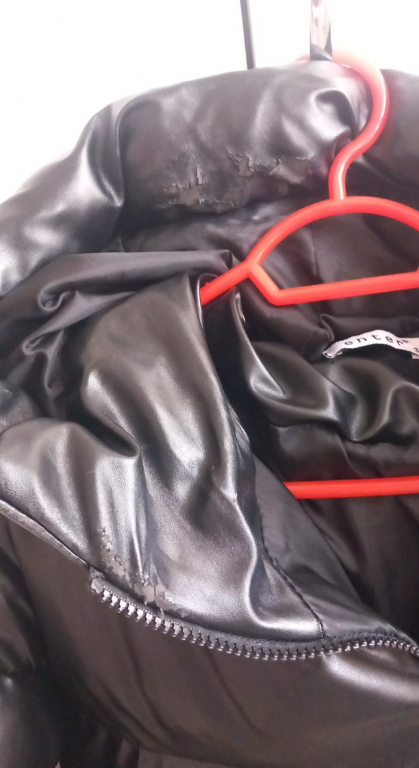 Siyah Deri Kapüşonlu Kadın Kışlık Mont - Görsel 4