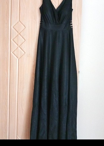 Siyah Parlak Gotik Midi  Elbisesi - Görsel 2