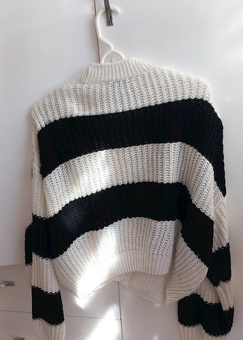 Çizgili Triko Kadın Hırka - Görsel 3