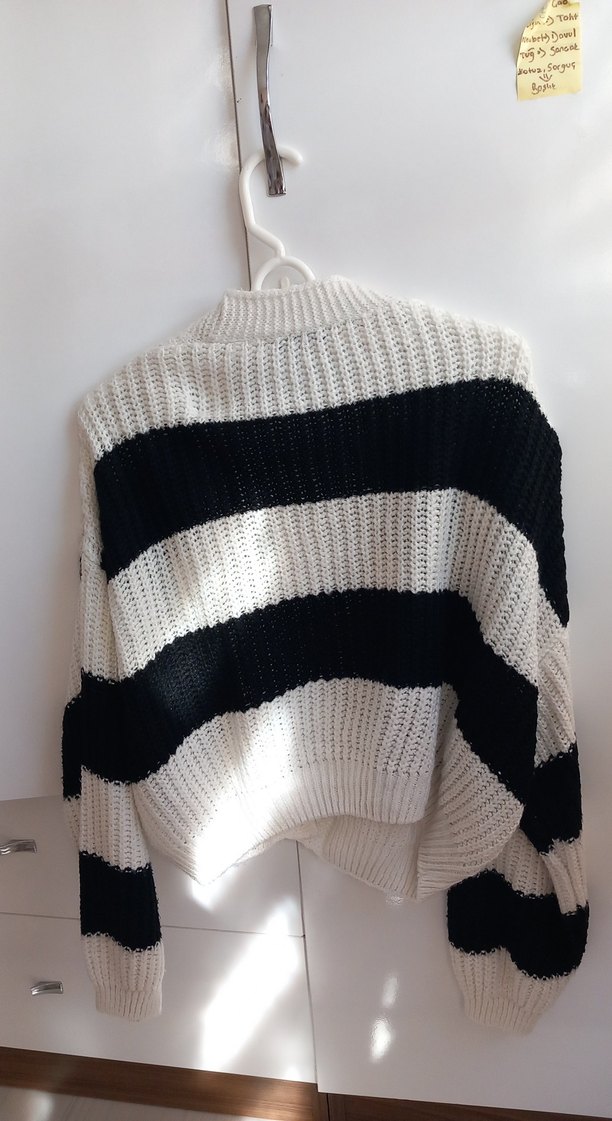 Çizgili Triko Kadın Hırka - Görsel 3