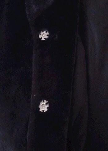 Siyah Kadın Kürk Detaylı Midi Kaban - Görsel 4