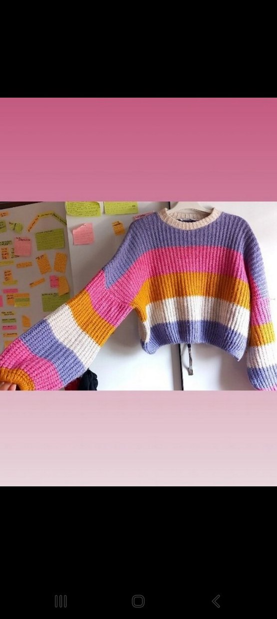 Çok Renkli Bohem Triko Kazak - Görsel 2