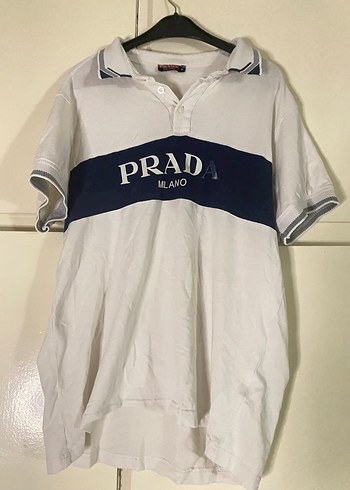 Prada Milano Beyaz Lacivert Polo Tisort