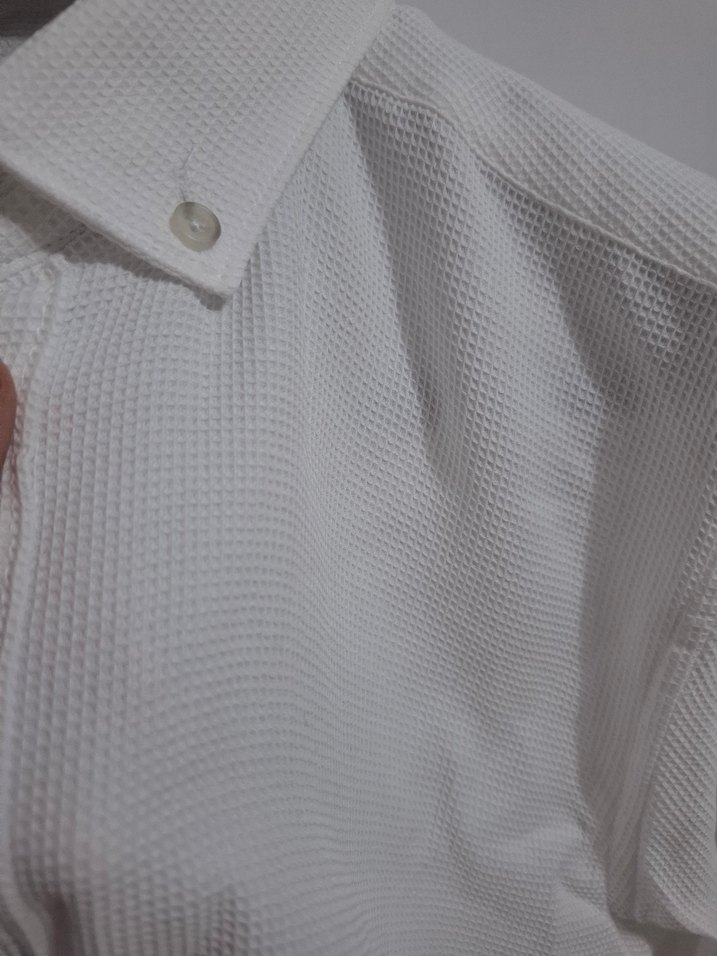 Erkek Beyaz Keten Uzun Kollu Gömlek - Görsel 4