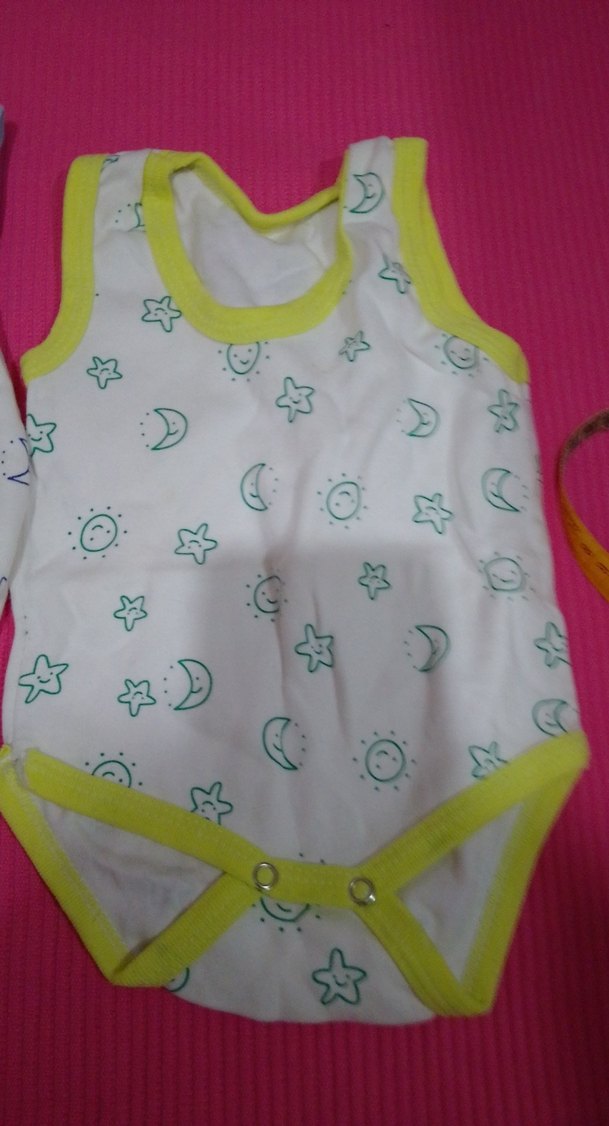 Renkli Baskılı Dantelli Kolsuz Bebek Body - Görsel 2