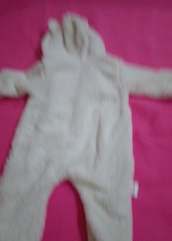 Kapüşonlu Beyaz Bebek Tulumu - Görsel 7