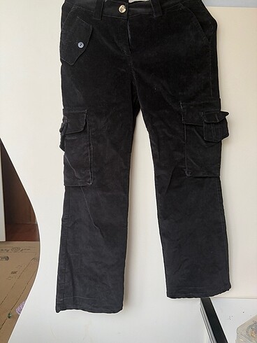 vintage siyah fitilli kadife pantolon