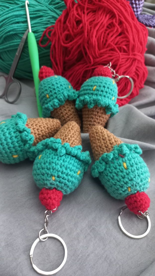 Bohem Tarzı El Yapımı Dondurma Anahtarlık - Görsel 3