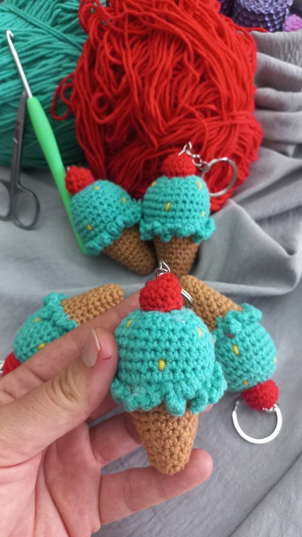 Bohem Tarzı El Yapımı Dondurma Anahtarlık - Görsel 2