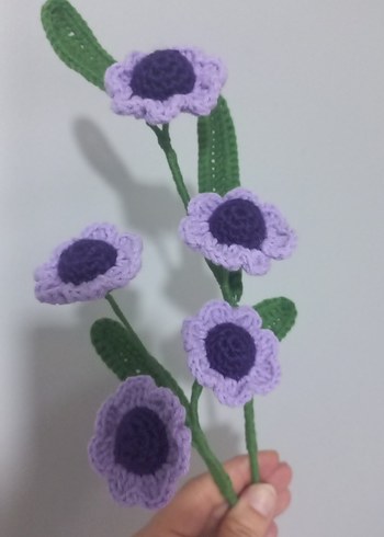 El Yapımı Örgü Mor Çiçekler - Görsel 2