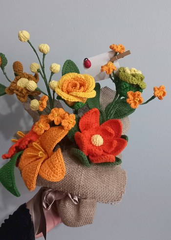 Bohem Tarzı Örgü Çiçek Aranjmanı - Görsel 2