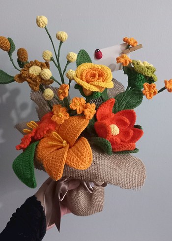 Bohem Tarzı Örgü Çiçek Aranjmanı - Görsel 3