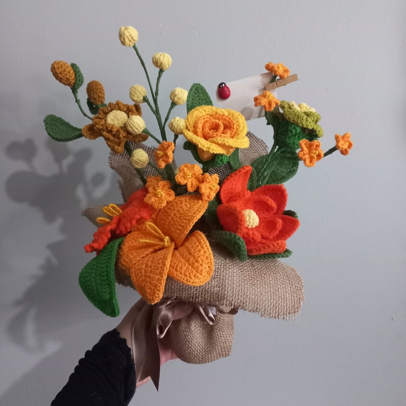 Bohem Tarzı Örgü Çiçek Aranjmanı - Görsel 3
