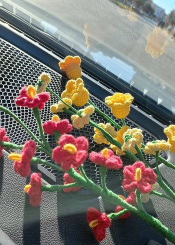 El Örgüsü Renkli Çiçek Süsleri unutma beni çiçegi - Görsel 3