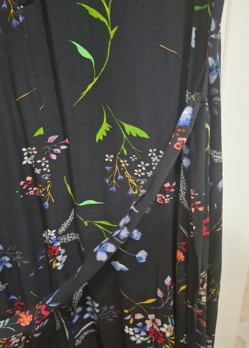 Çiçek Desenli V Yaka Uzun Bohem Elbise - Görsel 2