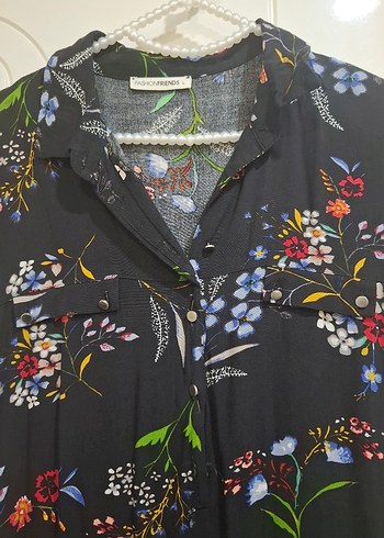 Çiçek Desenli V Yaka Uzun Bohem Elbise - Görsel 3