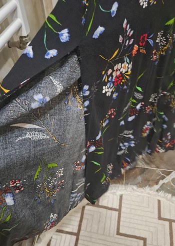 Çiçek Desenli V Yaka Uzun Bohem Elbise - Görsel 4