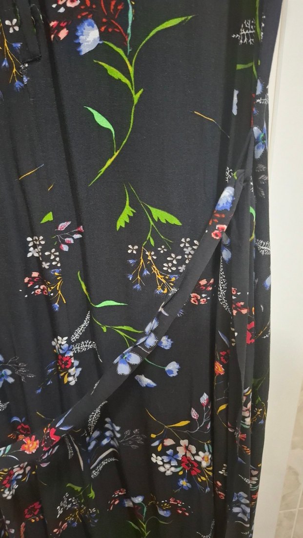 Çiçek Desenli V Yaka Uzun Bohem Elbise - Görsel 2