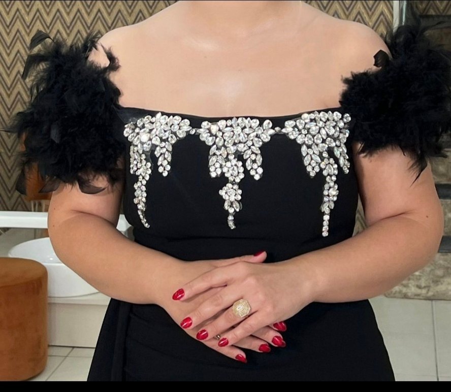 Siyah çok şık Uzun Abiye Elbise - Görsel 2