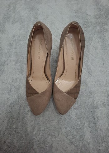 Bej Süet Yılan Desenli Kadın Stiletto - Görsel 3