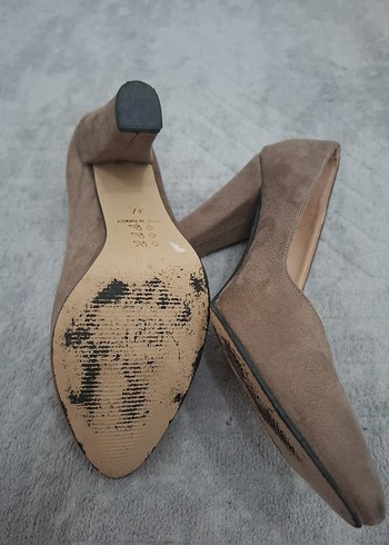 Bej Süet Yılan Desenli Kadın Stiletto - Görsel 4