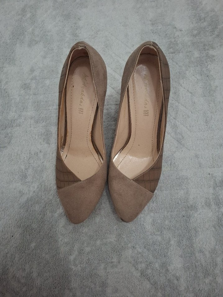 Bej Süet Yılan Desenli Kadın Stiletto - Görsel 3