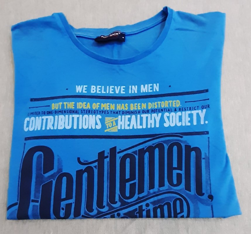 Erkek Mavi Baskılı Tişört - Görsel 3