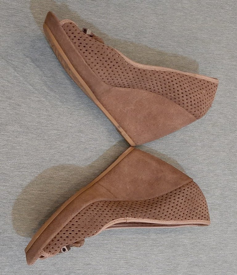 Bej Süet Kadın Dolgu Topuklu Yazlık Ayakkabı - Görsel 3