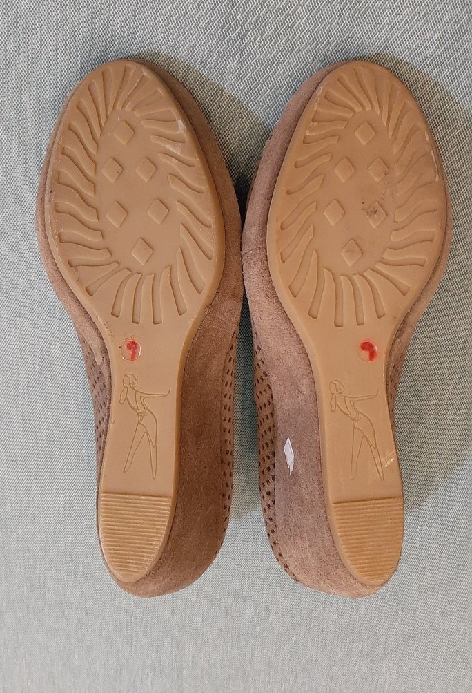 Bej Süet Kadın Dolgu Topuklu Yazlık Ayakkabı - Görsel 4