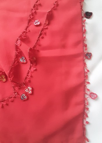 Kırmızı oyalıyor eşarp / fular - Görsel 4