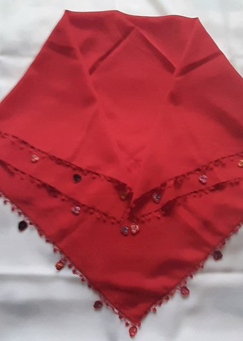 Kırmızı oyalıyor eşarp / fular - Görsel 5