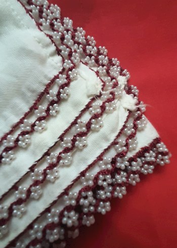 Boncuk oyalı tülbent - Görsel 5