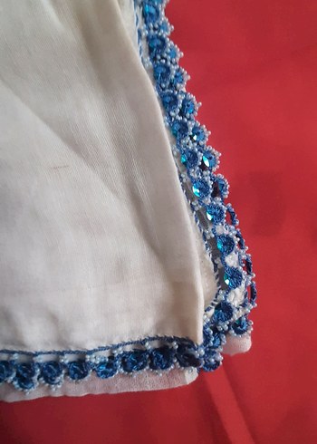 Boncuk oyalı tülbent - Görsel 4