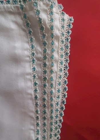 Boncuk oyalı tülbent - Görsel 6